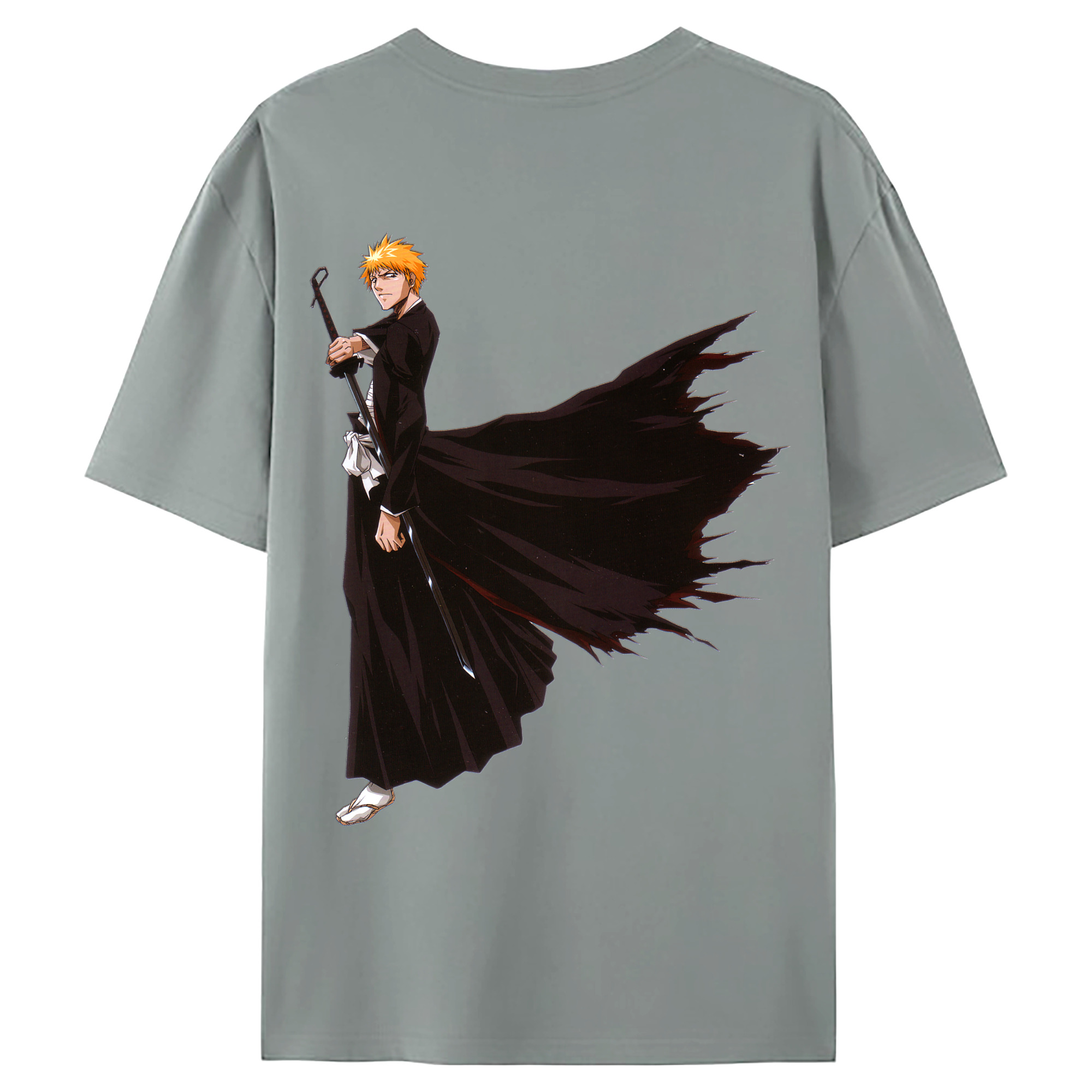 （画像用） ブリーチ 黒崎一護（くろさき いちご）BLEACH Kurosaki Ichigo 綿100％ メンズ半袖Tシャツ（バックプリント） 通気性